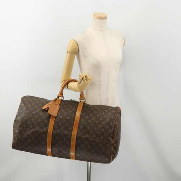 LOUIS VUITTON Monogram Keepall 55 Boston Tasche M41424 LV Auth ka4321