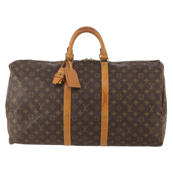 LOUIS VUITTON Monogram Keepall 55 Boston Tas M41424 LV Auth ka4321