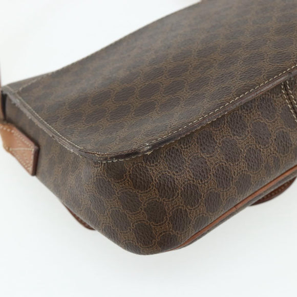 CELINE Macadam Canvas Shoulder Bag PVC Leather Brown Gold Auth ka4327