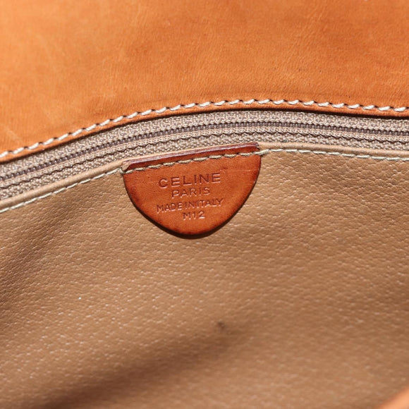 CELINE Macadam Canvas Shoulder Bag PVC Leather Brown Gold Auth ka4327