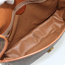 CELINE Macadam Canvas Shoulder Bag PVC Leather Brown Gold Auth ka4327-16