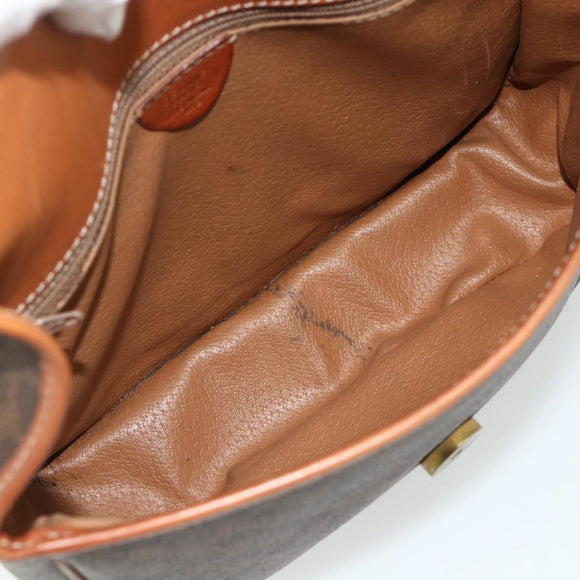 CELINE Macadam Canvas Shoulder Bag PVC Leather Brown Gold Auth ka4327