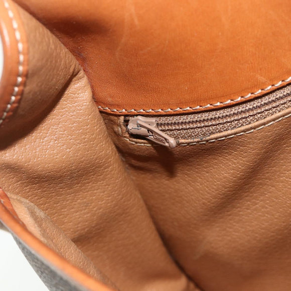 CELINE Macadam Canvas Shoulder Bag PVC Leather Brown Gold Auth ka4327