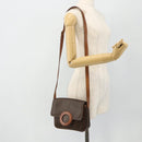 CELINE Macadam Canvas Shoulder Bag PVC Leather Brown Gold Auth ka4327-21