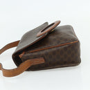CELINE Macadam Canvas Shoulder Bag PVC Leather Brown Gold Auth ka4327-4