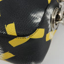 PRADA Chain Shoulder Bag Leather Black Yellow Auth ka4328M-15