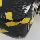 PRADA Chain Shoulder Bag Leather Black Yellow Auth ka4328M-17