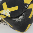 PRADA Chain Shoulder Bag Leather Black Yellow Auth ka4328M-8