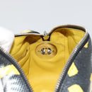 PRADA Chain Shoulder Bag Leather Black Yellow Auth ka4328M-21