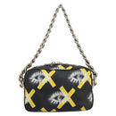 PRADA Chain Shoulder Bag Leather Black Yellow Auth ka4328M-13