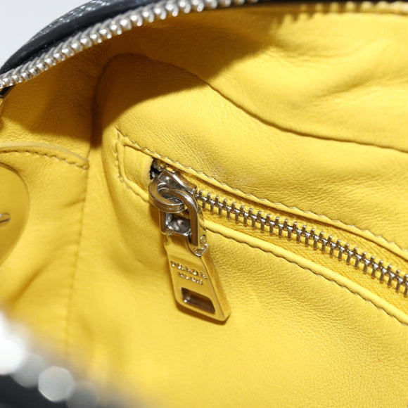PRADA Chain Shoulder Bag Leather Black Yellow Auth ka4328M