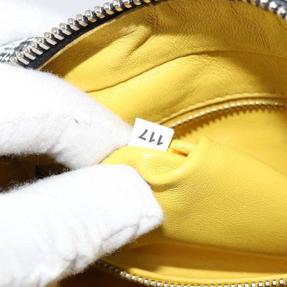 PRADA Chain Shoulder Bag Leather Black Yellow Auth ka4328M