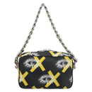 PRADA Chain Shoulder Bag Leather Black Yellow Auth ka4328M-2