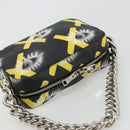 PRADA Chain Shoulder Bag Leather Black Yellow Auth ka4328M-6