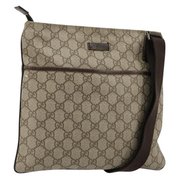 GUCCI GG Supreme Shoulder Bag PVC Beige Silver 141626 Auth ka4329