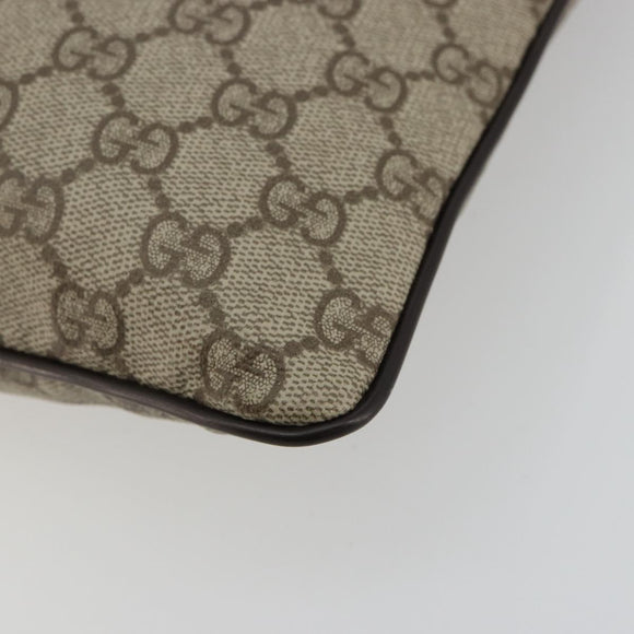 GUCCI GG Supreme Shoulder Bag PVC Beige Silver 141626 Auth ka4329