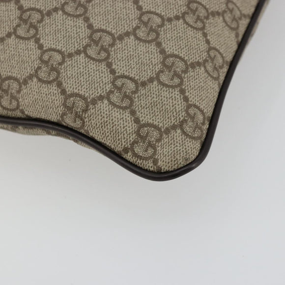 GUCCI GG Supreme Shoulder Bag PVC Beige Silver 141626 Auth ka4329