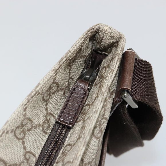 GUCCI GG Supreme Shoulder Bag PVC Beige Silver 141626 Auth ka4329