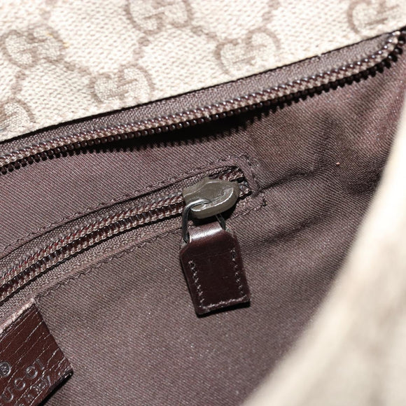 GUCCI GG Supreme Shoulder Bag PVC Beige Silver 141626 Auth ka4329