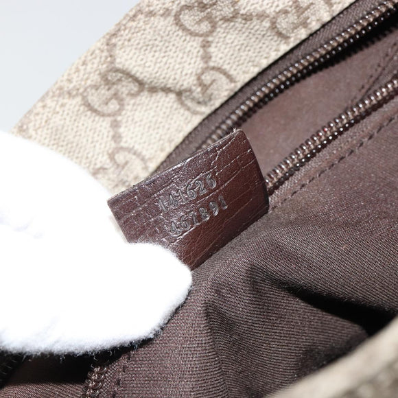 GUCCI GG Supreme Shoulder Bag PVC Beige Silver 141626 Auth ka4329