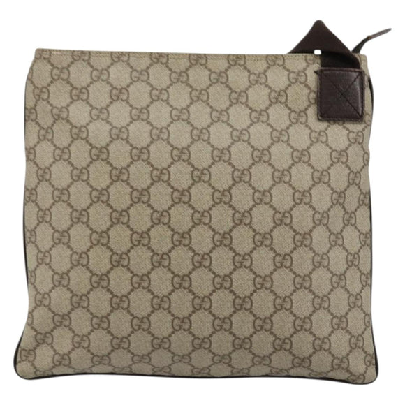 GUCCI GG Supreme Shoulder Bag PVC Beige Silver 141626 Auth ka4329