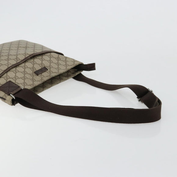 GUCCI GG Supreme Shoulder Bag PVC Beige Silver 141626 Auth ka4329