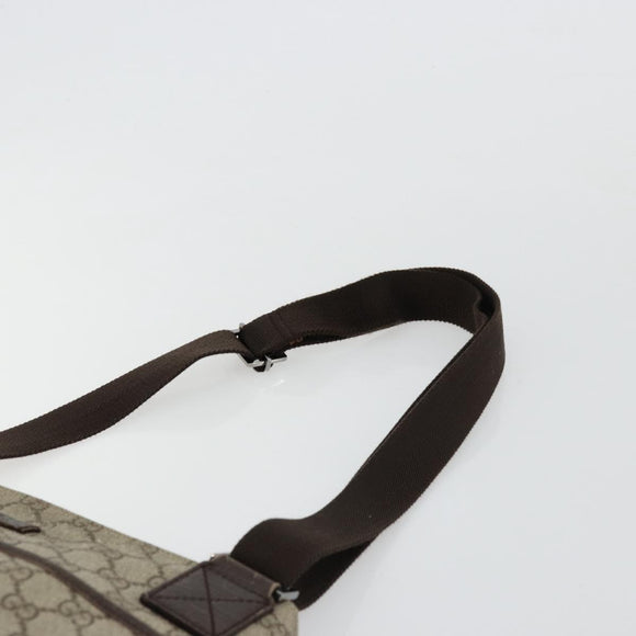 GUCCI GG Supreme Shoulder Bag PVC Beige Silver 141626 Auth ka4329