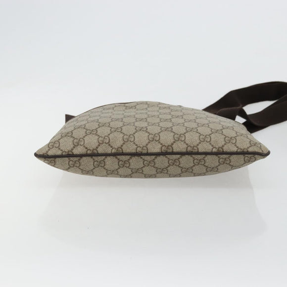 GUCCI GG Supreme Shoulder Bag PVC Beige Silver 141626 Auth ka4329