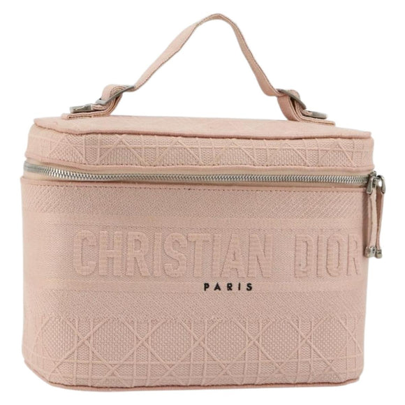 Christian Dior Vanity Hand Bag Canvas Pink Silver Auth ka4333A