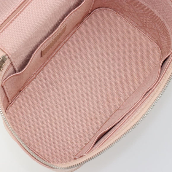 Christian Dior Vanity Hand Bag Canvas Pink Silver Auth ka4333A