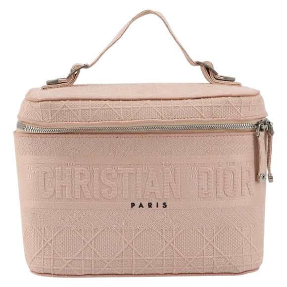 Christian Dior Vanity Hand Bag Canvas Pink Silver Auth ka4333A