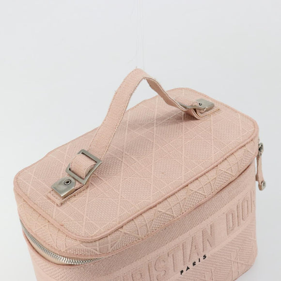 Christian Dior Vanity Hand Bag Canvas Pink Silver Auth ka4333A