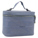 Christian Dior Vanity Hand Bag Canvas Blue Silver Auth ka4334A-1