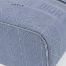Christian Dior Vanity Hand Bag Canvas Blue Silver Auth ka4334A-9