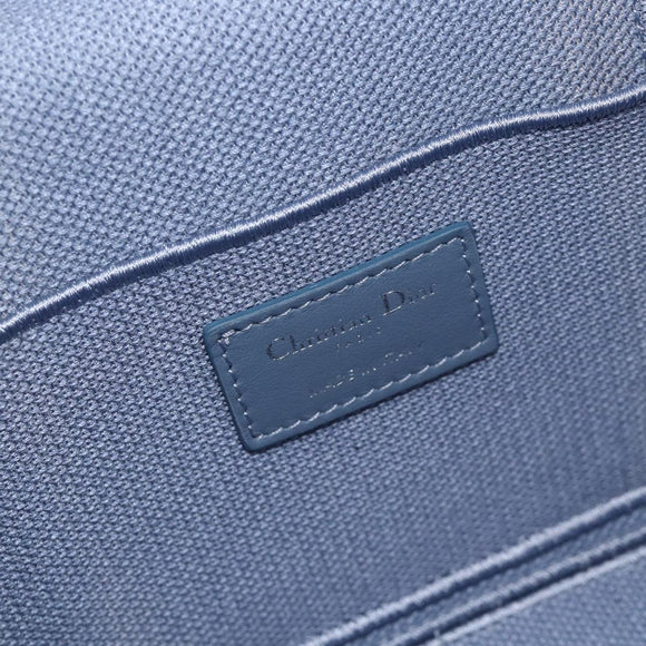 Christian Dior Vanity Hand Bag Canvas Blue Silver Auth ka4334A