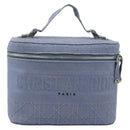 Christian Dior Vanity Hand Bag Canvas Blue Silver Auth ka4334A-13