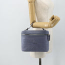 Christian Dior Vanity Hand Bag Canvas Blue Silver Auth ka4334A-25