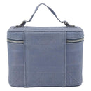Christian Dior Vanity Hand Bag Canvas Blue Silver Auth ka4334A-2