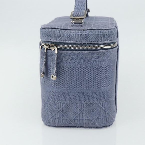 Christian Dior Vanity Hand Bag Canvas Blue Silver Auth ka4334A