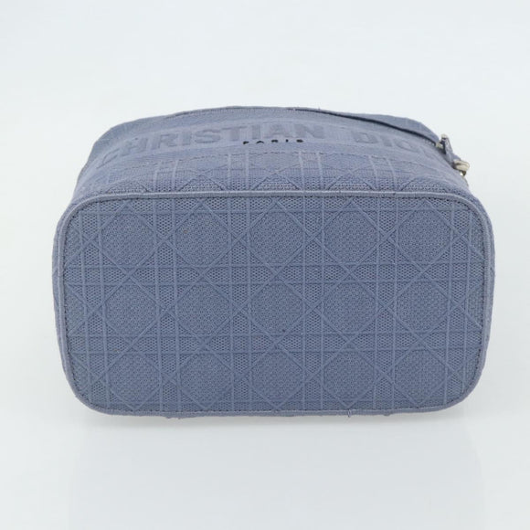 Christian Dior Vanity Hand Bag Canvas Blue Silver Auth ka4334A