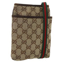 GUCCI GG Canvas Web Sherry Line Shoulder Bag Beige Red Green 141863 Auth ka4335-1