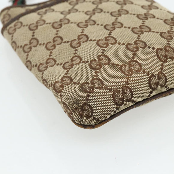 GUCCI GG Canvas Web Sherry Line Shoulder Bag Beige Red Green 141863 Auth ka4335