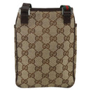 GUCCI GG Canvas Web Sherry Line Shoulder Bag Beige Red Green 141863 Auth ka4335-2