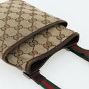 GUCCI GG Canvas Web Sherry Line Shoulder Bag Beige Red Green 141863 Auth ka4335-6