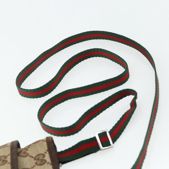 GUCCI GG Canvas Web Sherry Line Shoulder Bag Beige Red Green 141863 Auth ka4335