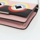 FENDI Chain Wallet Monster Shoulder Bag Leather Pink Silver Auth ka4337A-14
