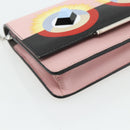 FENDI Chain Wallet Monster Shoulder Bag Leather Pink Silver Auth ka4337A-15