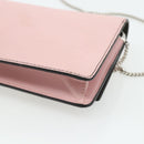 FENDI Chain Wallet Monster Shoulder Bag Leather Pink Silver Auth ka4337A-16