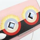 FENDI Chain Wallet Monster Shoulder Bag Leather Pink Silver Auth ka4337A-18