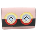 FENDI Chain Wallet Monster Shoulder Bag Leather Pink Silver Auth ka4337A-13